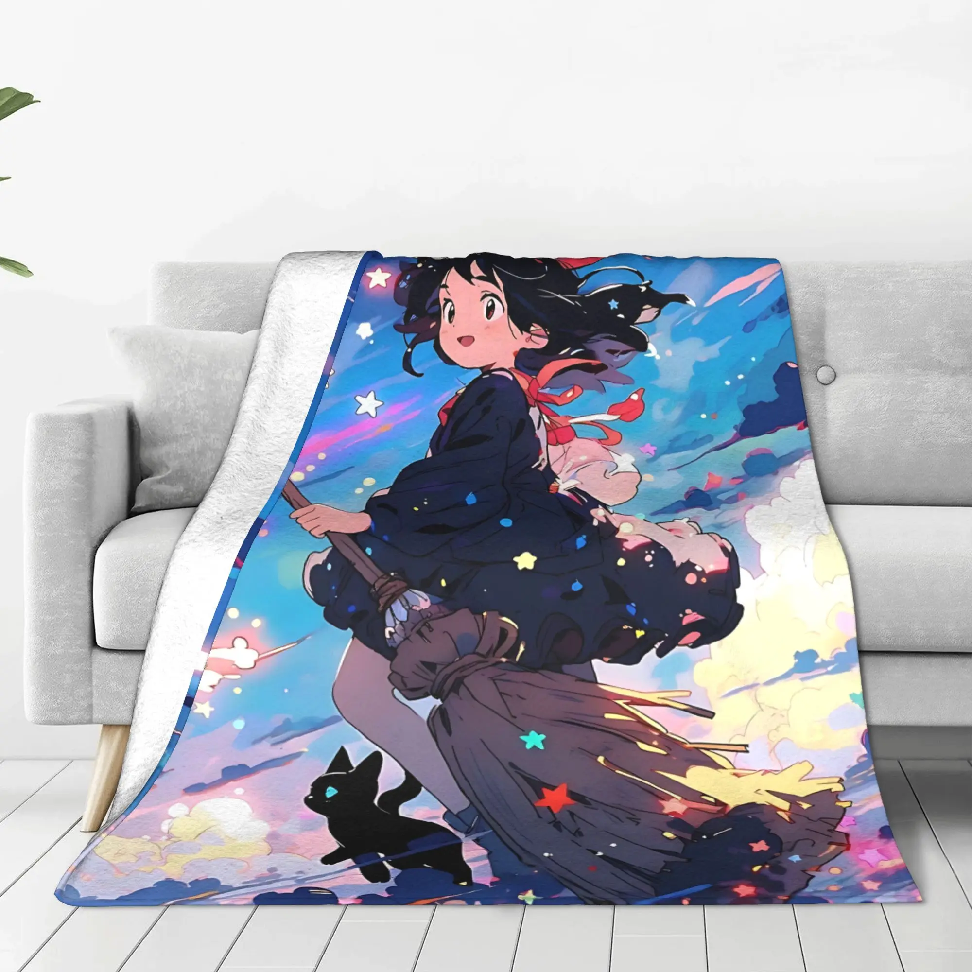 1PC Anime Kikis Delivery Services  home room decorations Winter Blankets for Adults Bedding Home Interior Sofa Knee