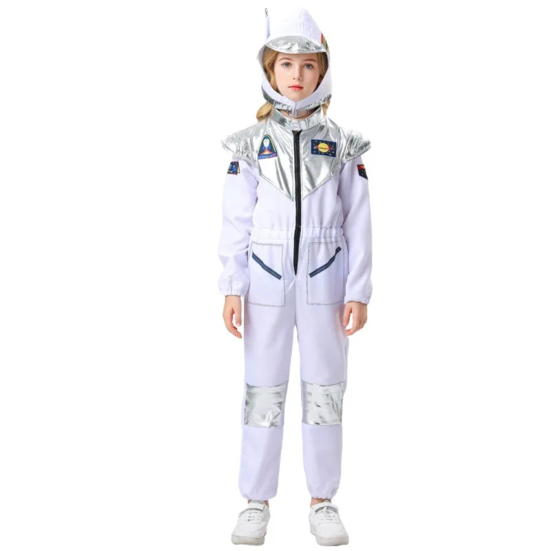 Disfraz de astronauta espacial para niños, Cosplay de escenario, blanco, para Halloween