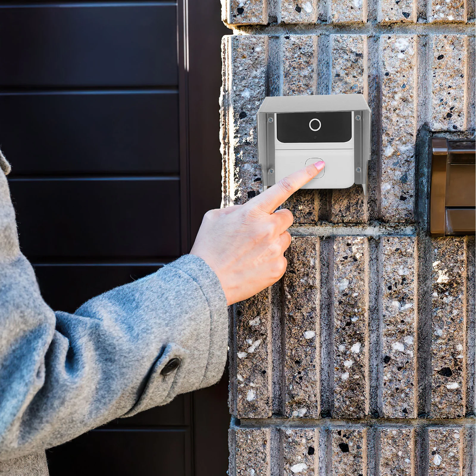 

Waterproof Doorbell Cover Stainless Steel Splashproof Box 125mm Outdoor Protective Cover for Door Access Wireless Doorbell