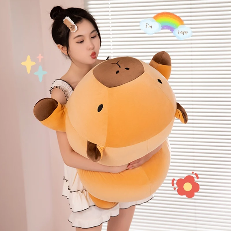 Fatty Capybara Plush Pillow Stuffed Round Kawaii Standing Brown Cushion Dolls Cartoon Animal Bolster Plushie Birthday Gift