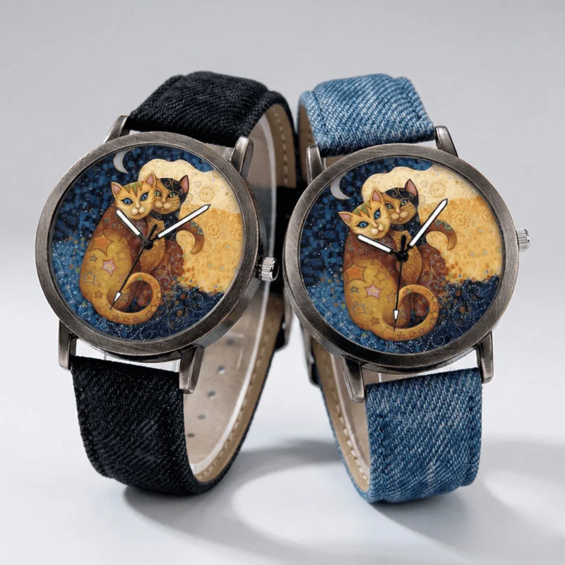 

Новые креативные женские часы с циферблатом в виде кошки, модные джинсовые ремешки, женские кварцевые наручные часы, повседневные женские часы, женские часы reloj mujer