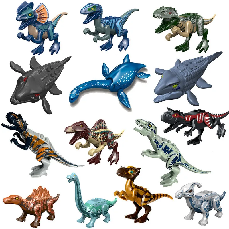 ¡Gran oferta! Bloques de construcción de dinosaurio Jurásico para niños, juguete de ladrillos para armar dinosaurio del mundo del mar, animales, Mosasaurus, Indominus Rex