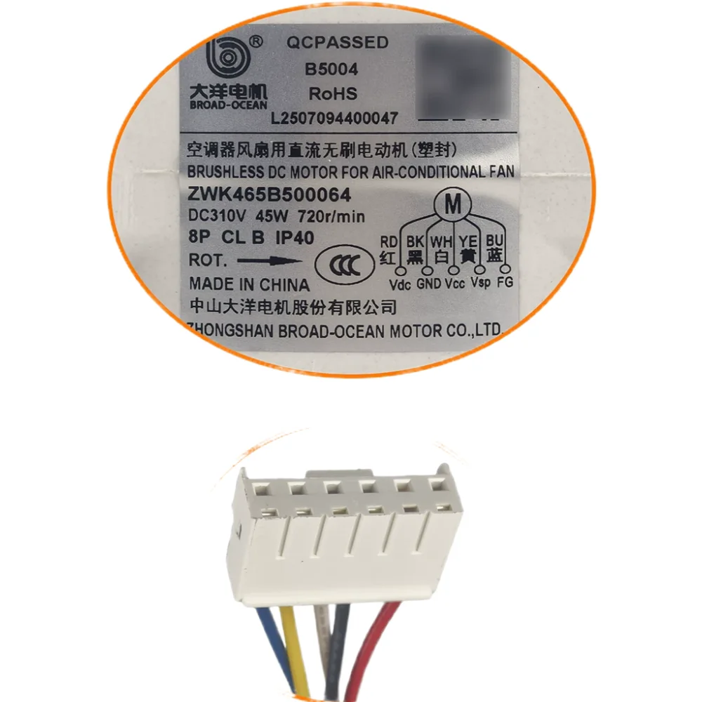 New For Air Conditioner Indoor Unit DC Fan Motor ZWK465B500064 FN35B-ZL DC310V 45W Conditioning Parts