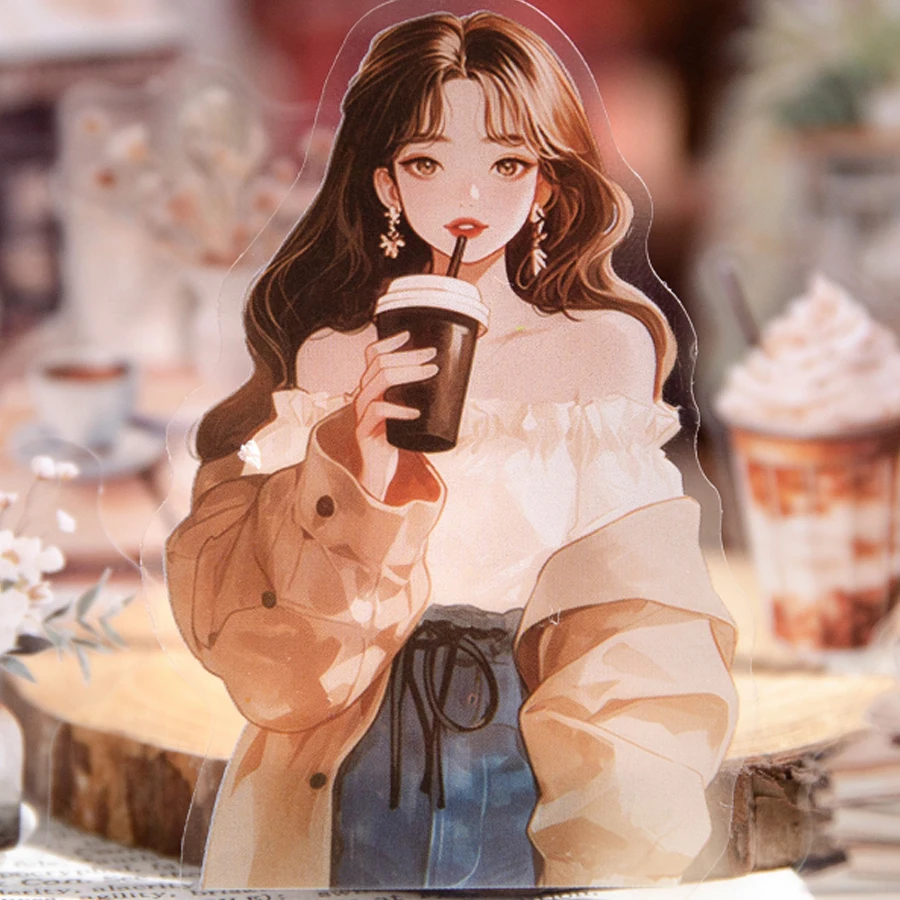 

1 стиль, 180 шт./пакет, набор наклеек с персонажем кофейни для девочек, сделай сам, справочник, скрапбук, календарь, креативный материал, декоративные наклейки