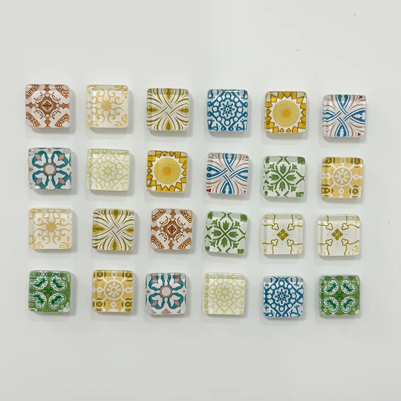10-Pack Bohemian Mosaic Magnetic Stickers for Refrigerator Decoration - Suitable for Kitchen, Office, Whiteboard