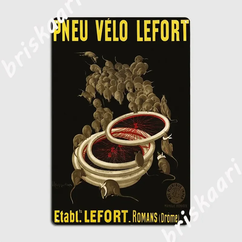 Pneu Velo Lefort Tires 1911 Poster Metal Plaque Retro Wall Cave Plates Home Tin Sign Poster