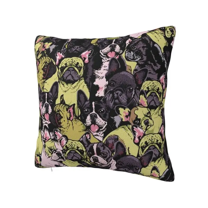 Custom French Bulldog Portraits Pattern Cushion Cover Sofa Home Decorative Square Throw Pillow Case
