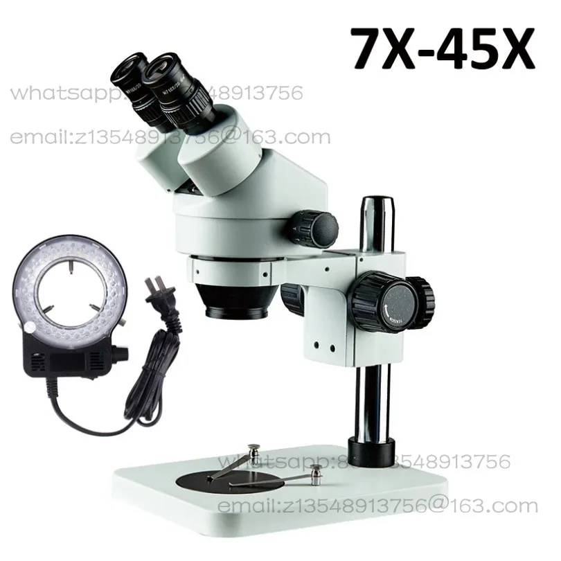 7X-45X Optical Zoom Industrial Binocular Stereo Microscope with LED Lamp Electronics Lab Test Mobile Phone Repair