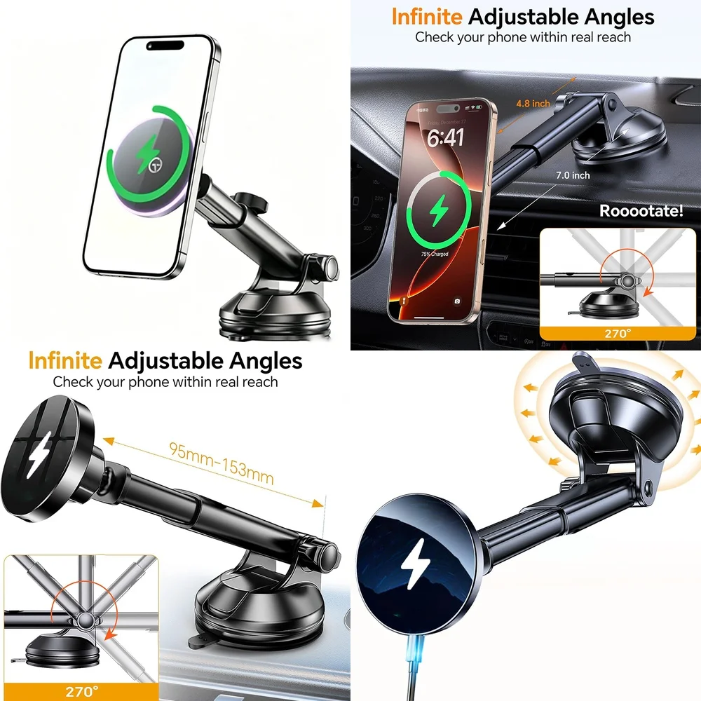 Dashboard Car Phone Holder New 2026 Trend Magnetic Wireless Car Charger Consumer Electronics Accessories Chargers Adapters
