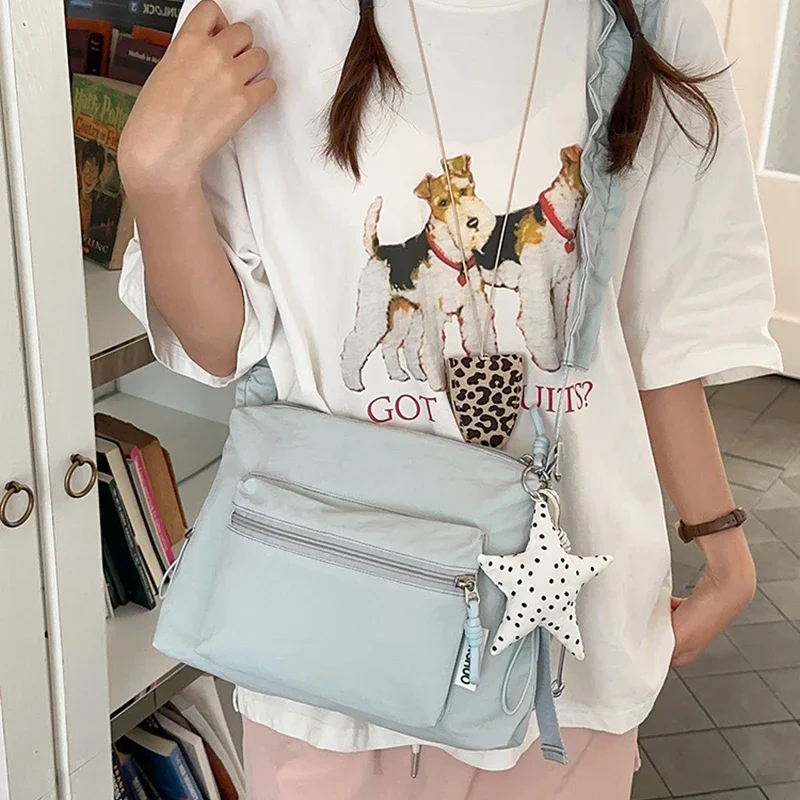 Koreanische Umhängetasche aus Segeltuch mit Polka Dots, leichte, lässige Damen-Umhängetasche für den Sommer, süße, niedliche, vielseitige Pendler-Handtasche – Detail 21