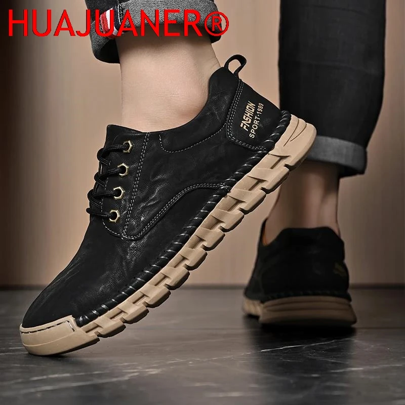 New Men's Casual Shoes High Quality Breathable Retro Leather Outdoor Shoes Soft Comfy Wear-resistant Men Designers Shoes Sneaker