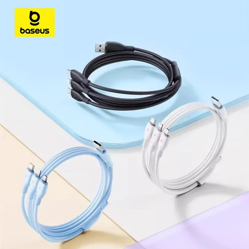 Baseus Ultra-Fast One-for-Three Fast Charging Cable USB-A to M+L+C 3.5A 1.3m