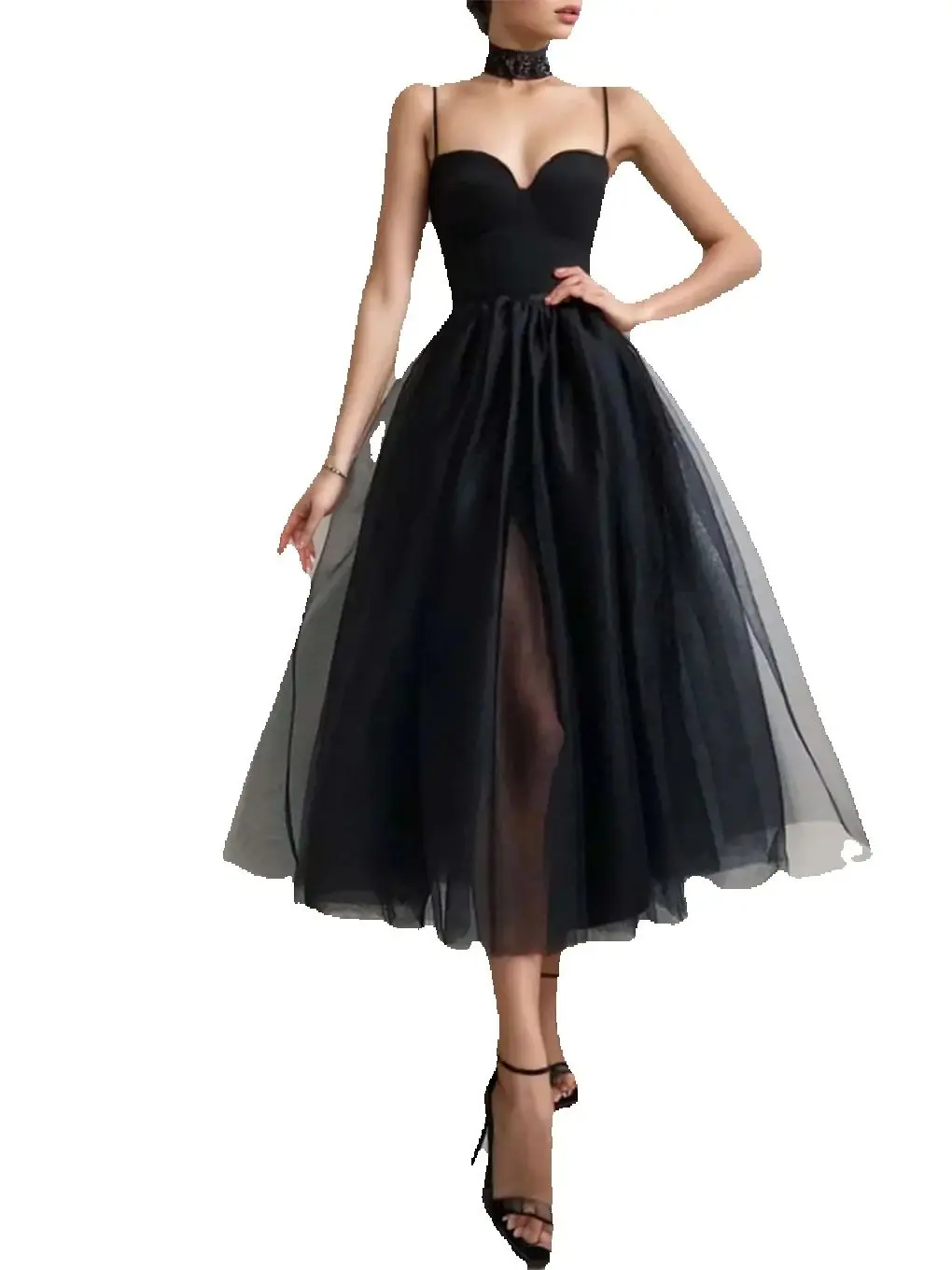 

Mesh Spaghetti Straps Sweetheart Prom Homecoming Party Dress