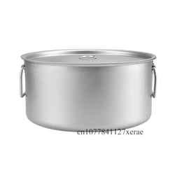 1.9L/5L Large Capacity Pure Titanium Soup Pot Outdoor Picnic Portable Cooking Pot Camping Folding Double Handle Pot with Lid