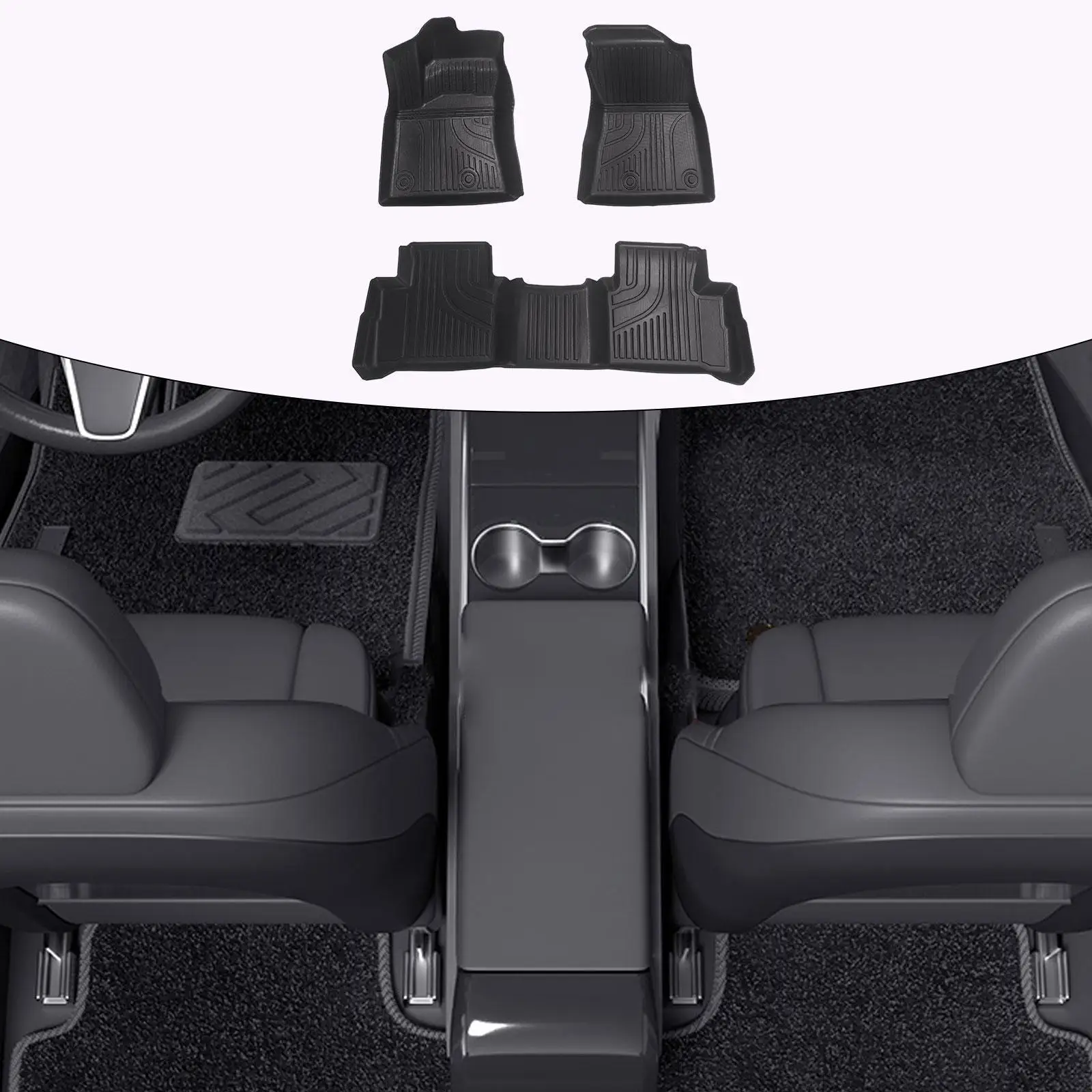 

3x Floor Mats Accessory Black Full Set Easy to Clean All Weather Waterproof Carpet for Dongfeng Nissan Qashqai Attachment