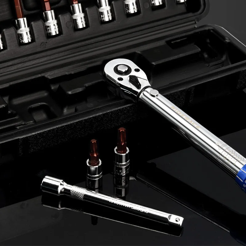 G860 Mountain Bikes High Precision Preset Torque Wrench For Adjustable Moment Ratchet Repair Tool 15-Piece Set