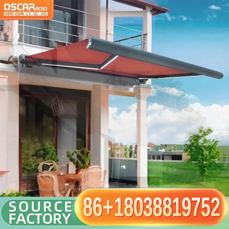 Outdoor Motorized Folding Arm  Terrace Cover Electric Remote Control Function Aluminum Alloy Structure Ideal for Garden Patio Ba