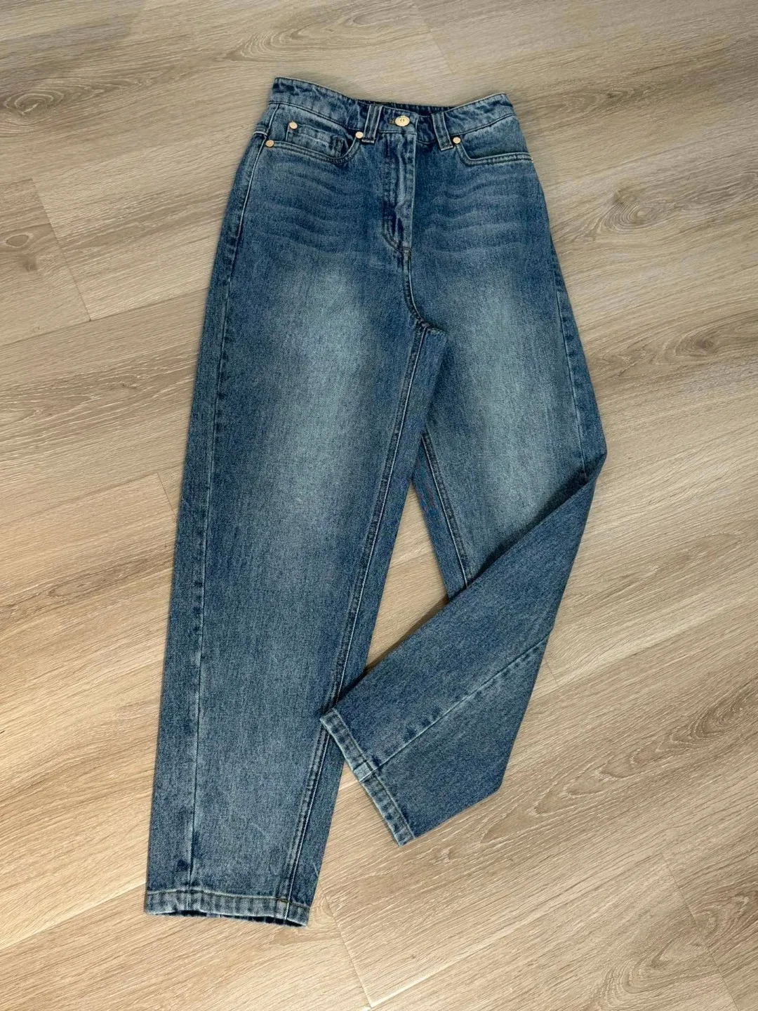 Women's Cotton Blue Jeans Fashion High Waist Slim Straight Leg Trousers Female Loose Casual Cropped Pants