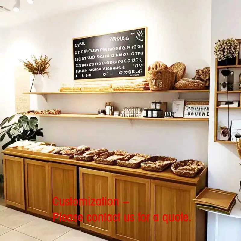 custom.Luxury Bakery Display Cabinet LED Lighting Durable Glass Back Customizable Varnished Supermarket