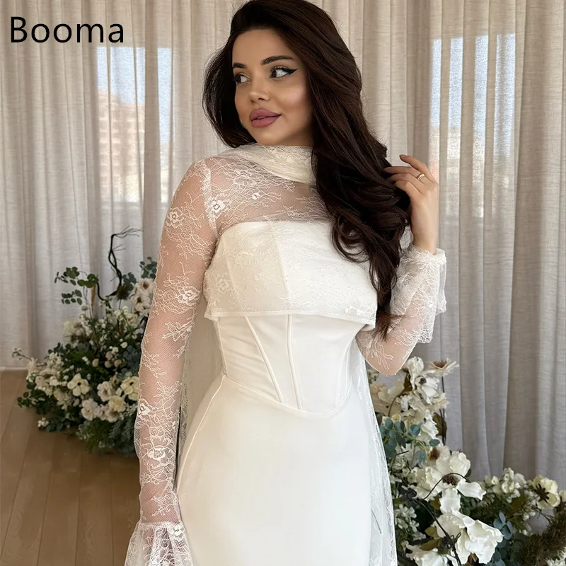 

Booma Mermaid Long Elegant Lace Flooe-Length Wedding Dresses Satin Full Sleeve Brides Gown Custom Made 2025