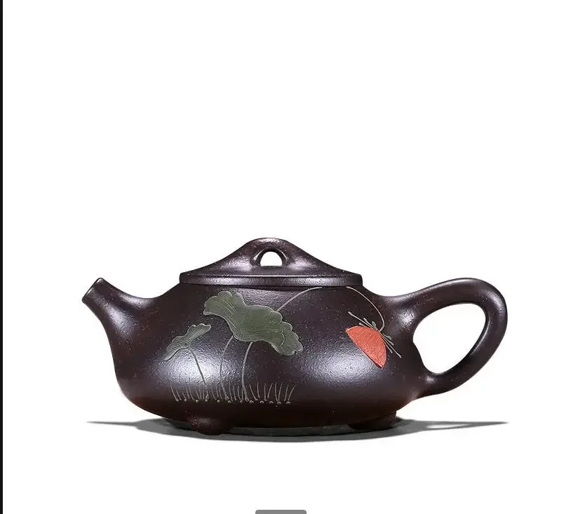 

220ml Chinese Yixing Teaware Stone Scoop Tea Pot Handmade set Wine Black Zhu mud Customized high-end gifts