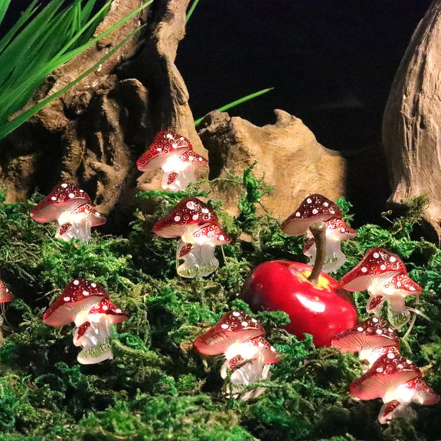 Fairy Mushroom Lights Battery Operated Christmas String Lights Mushroom Decoration Garland Light For Valentines Day Holidays