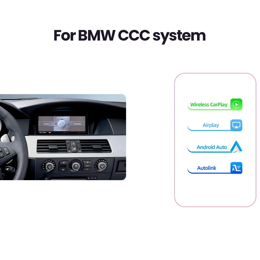Bonroad Carplay Android Auto Voor Bmw 5 3 Series E60 E61 E62 E63 E64 E90 E91 E92 E93 E93 E87 E81 E82 E88 E84 Ccc Systeem - afbeelding 1