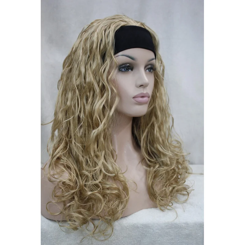

Модный золотисто-русый волнистый 3/4 с повязкой на голову, синтетический женский полупарик