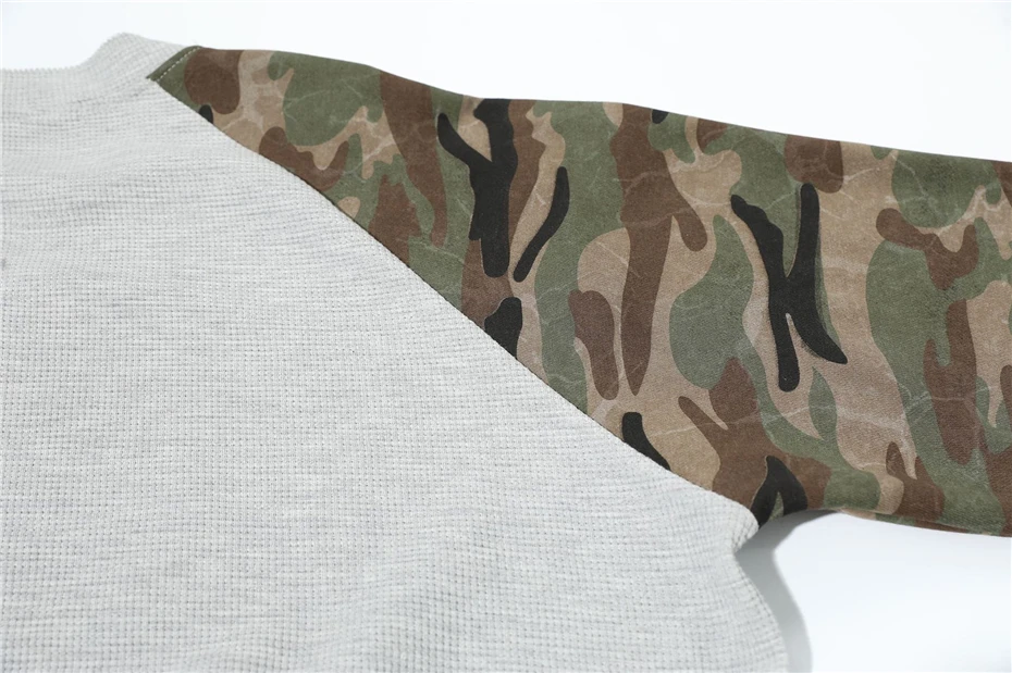 Mens Jersey T-Shirt Y2K Vintage Splicing Camouflage Sport Tshirt Hip Hop Oversized Harajuku Casual Long Sleeve Tees Tops Male