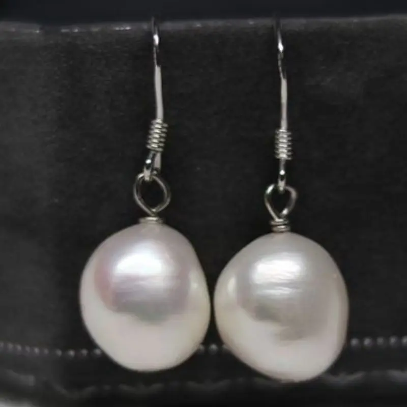 

10-11MM White Baroque Pearl Earrings 925 Silver Ear Hook Beaded Silver Crystal Modern Hoop Party Teens Minimalist Handmade