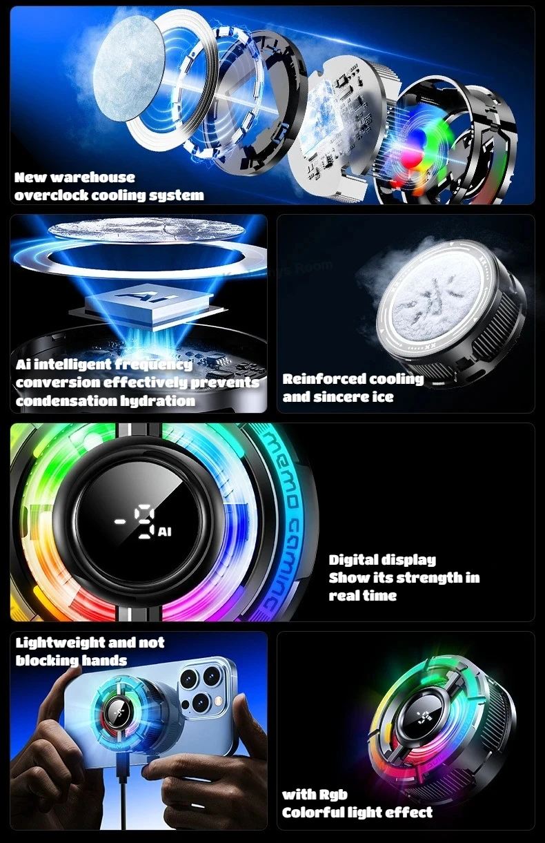 MEMO CX07 CX08 DL05 Magnetic/Back-clip Mobile Phone Semiconductor Cooling Fan Radiator for IPhone Android PUBG Game Cooler