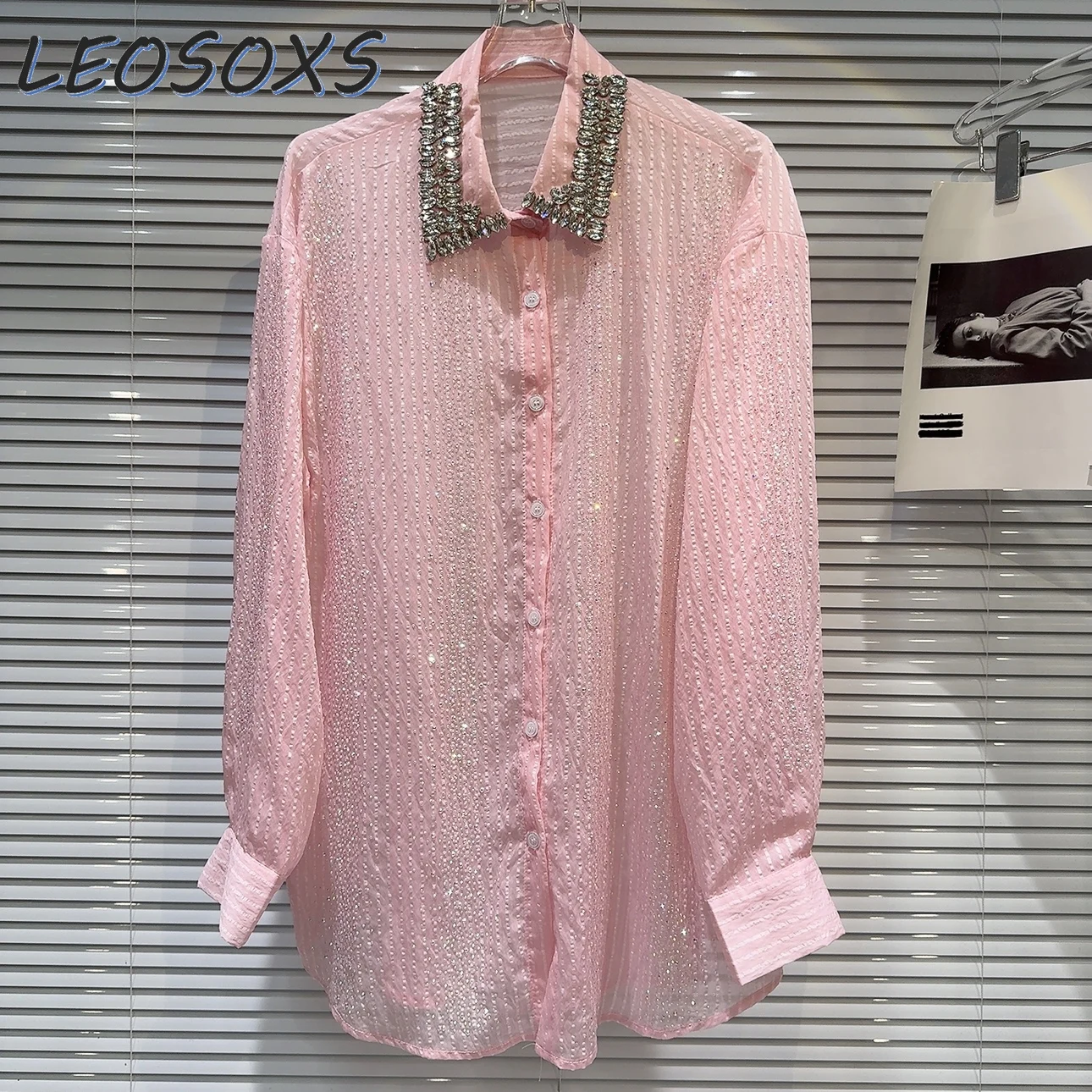 Sweet Girl Blouse 2024 Summer Niche Rhinestone Beaded Collar Heavy Embroidery Hot Drilling Candy Color Sun Protection Shirt Top