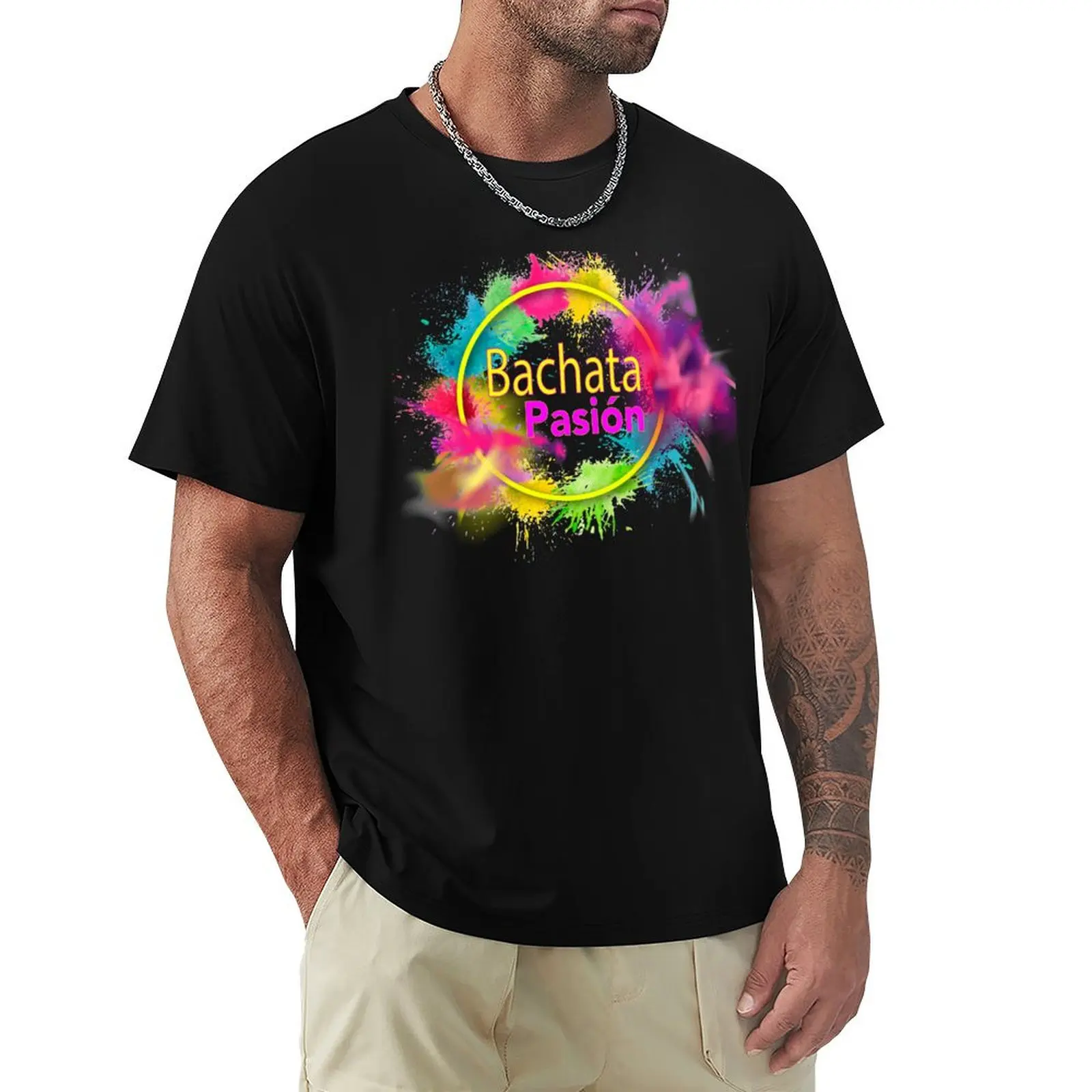 Camiseta colorida de bachata, camiseta básica de color liso para todas las estaciones