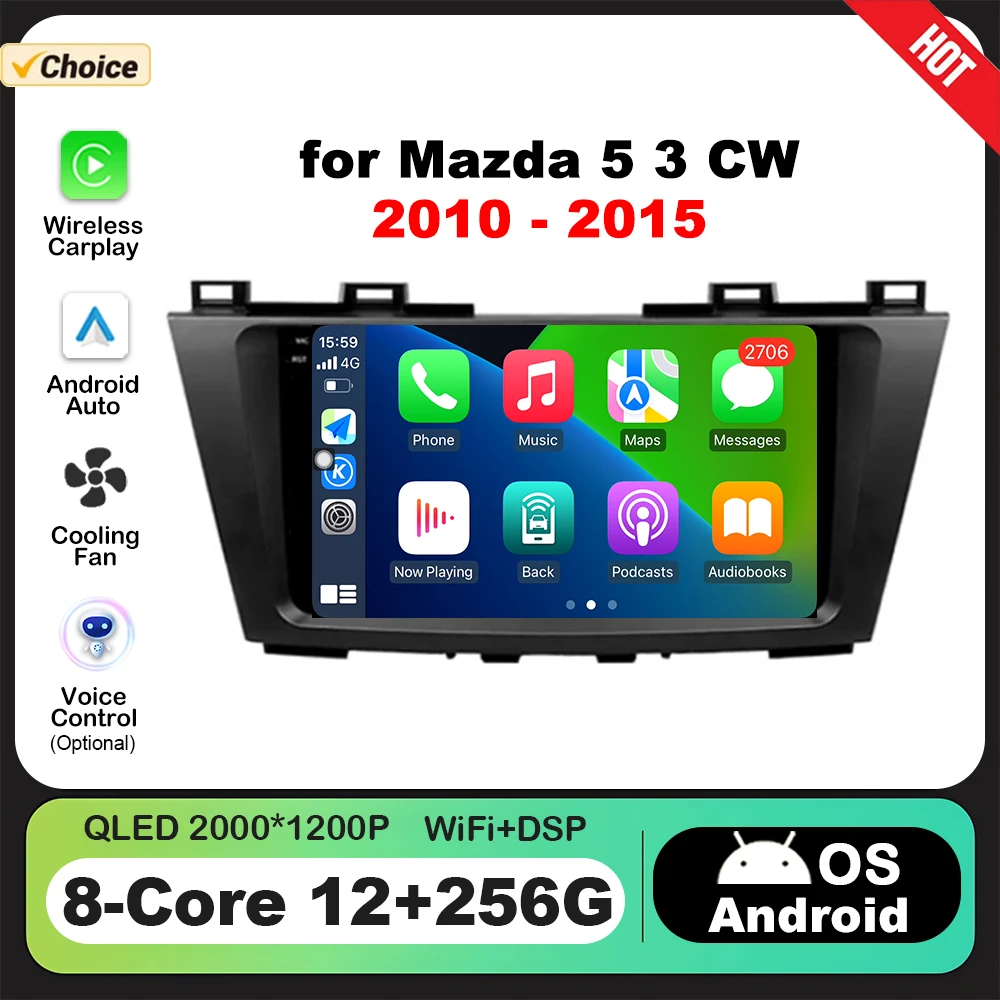 

Android Intelligent System for Mazda 5 3 CW 2010 - 2015 GPS 9 inch Car Radio Video Multimedia Player CarPlay DSP Stereo WiFi 4G