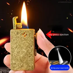 Multi-function Belt Knife Ejection Kerosene Lighter Automatic Ignition Creative Retro Grinding Wheel Metal Lighter Men's Gadgets