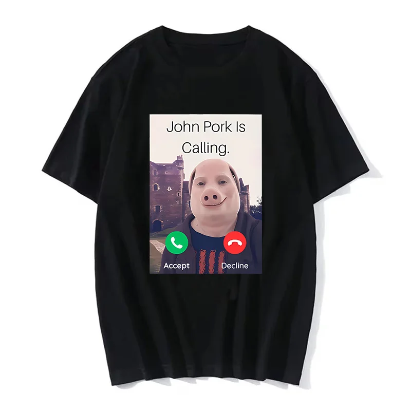 

Забавная женская футболка John Pork Calling в готическом стиле, хип-хоп, уличная одежда, бесплатная доставка