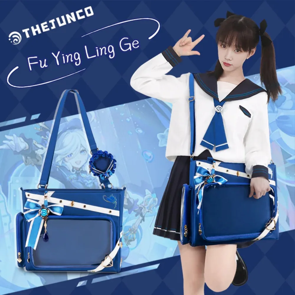 Kabaqoo Anime Genshin Impact Furina Itabag Blue Shoulder Bag Large Capacity Student School Bags Girl Gift