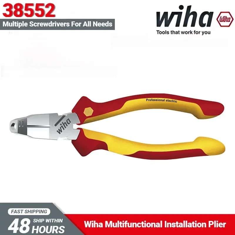 Wiha 38552MultifunctionalInsulation Installation PliersTriCut Professional ElectricWire Strippers1000V VDE ElectricalTools170mm