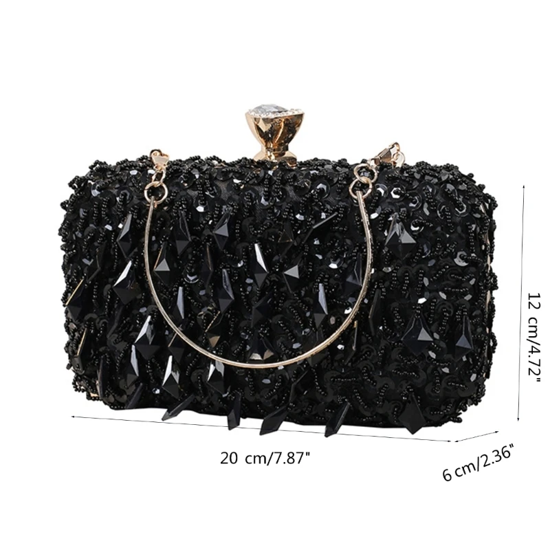 Handmade Beaded Shoulder Crossbody Bag for Women Evening Bag Lady Purse Wedding Clutch Cocktail Prom Handbag Tote Bags