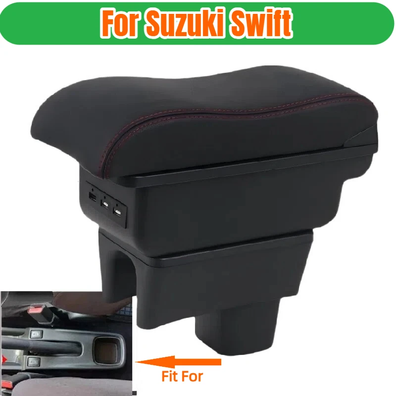 

Подлокотник для Suzuki Swift, центральный ящик для хранения рук, 7 портов USB, двухслойный выдвижной подстаканник, аксессуары для салона автомобиля
