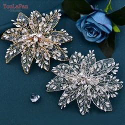 YouLaPan Vintage Hairwear Wedding Hair Jewelry Bridal Crown Silver Rhinestone Wedding Tiara Feather Wedding Headpieces HP217