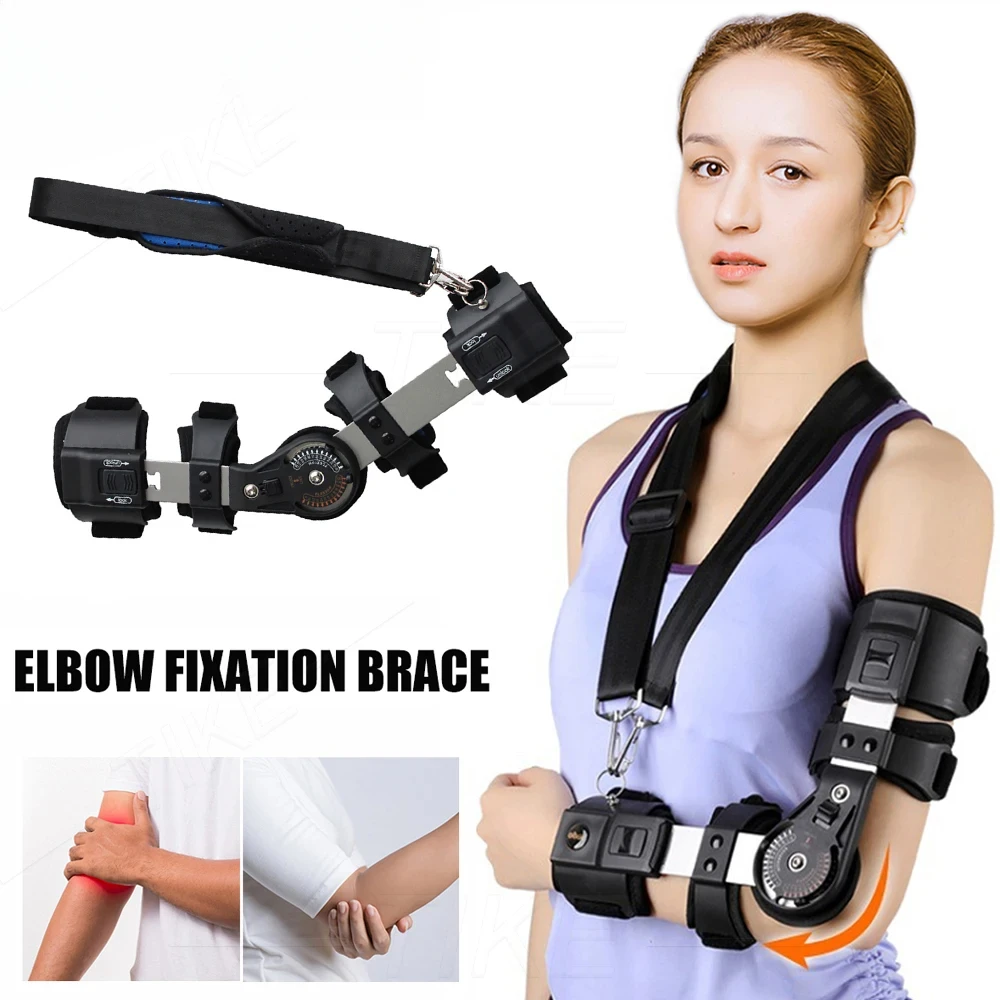 

Adjustable Hinged Elbow Brace, Adjustable Post Op Elbow Brace with Strap for Support Post Op Injury Recovery Left Right Arm