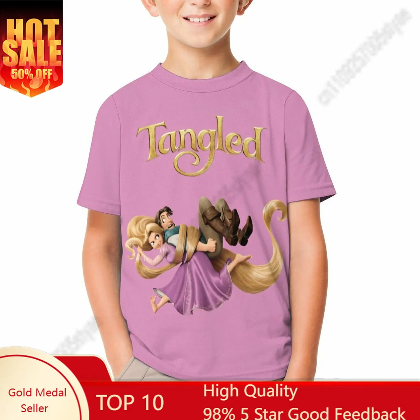 

Tangled T Shirt Boy Girl Short Sleeve Print Fashionable Cute Casual Cotton TShirt Comfortable Crew Neck Children Child Tee