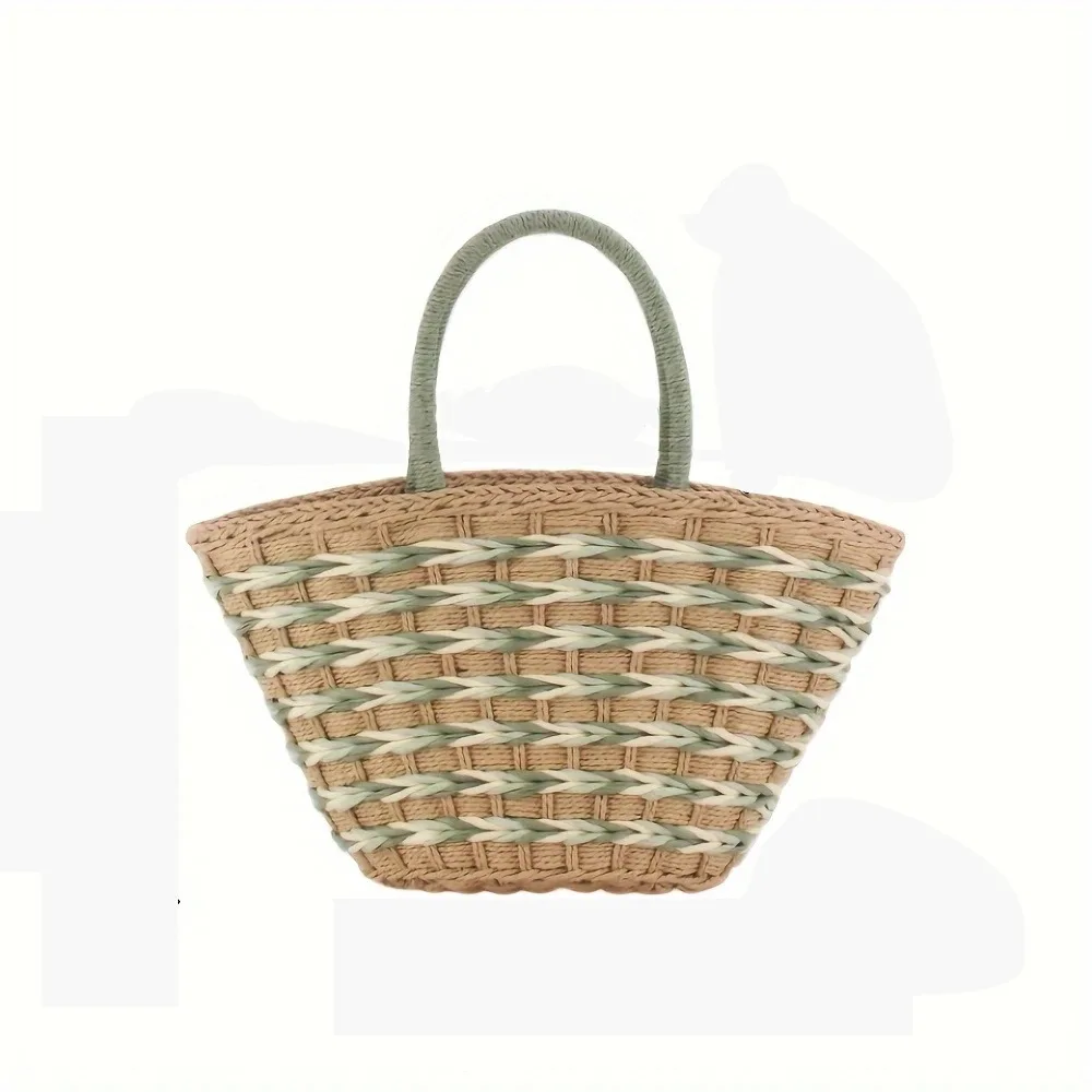 

Trendy Large Capacity Weave Straw Bag Streetwear Commuting Beach Tote Bag Casual Picnic Bag Woman Bucket Handbag Woman Girls