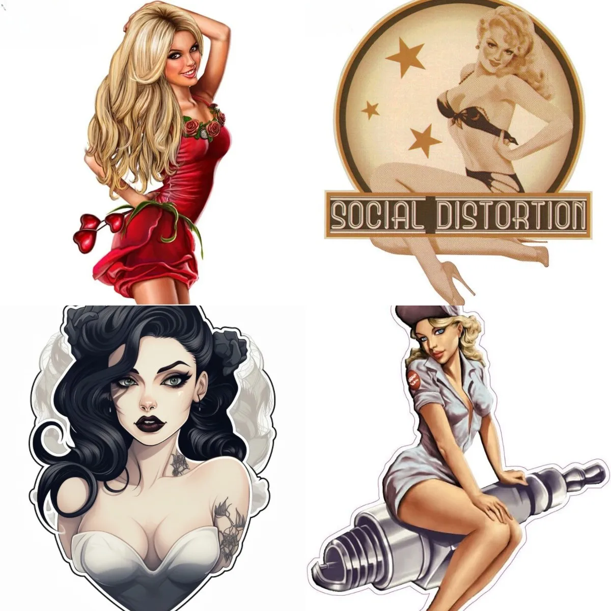 

Retro Poster Girl Car Trunk Bumper Waterproof DIY Sticker Laptop Windshield Accessories