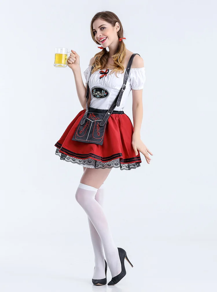 Fotografia 5: Halloween cos trajes alemão munique oktoberfest menina garçonete conjunto marrom split cerveja menina saia curta traje de cerveja promocional