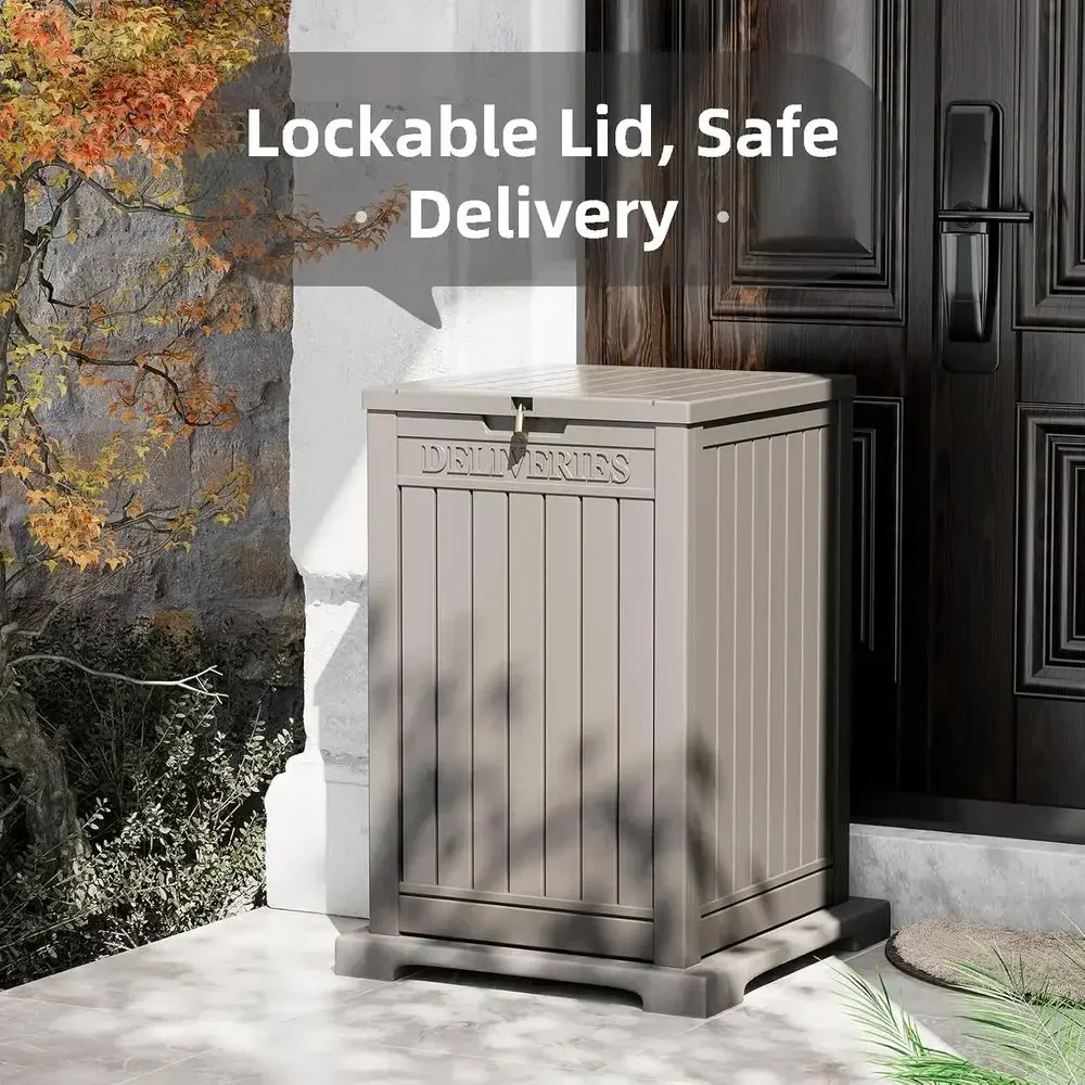 Secure 48-Gallon Double-Wall Resin Outdoor Lockable Delivery Box with Waterproof Deck