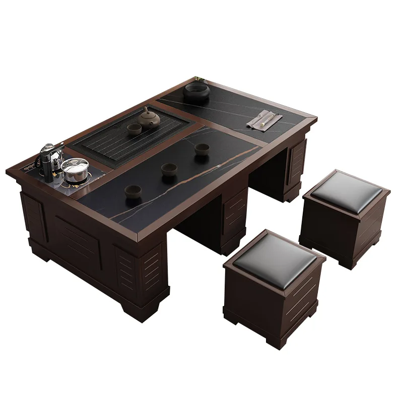 

Чайный столик Кунг-фу, камень для горения огня, простой чайный столик и стул, автоматическая подача воды, гостиная в китайском стиле, офис, те