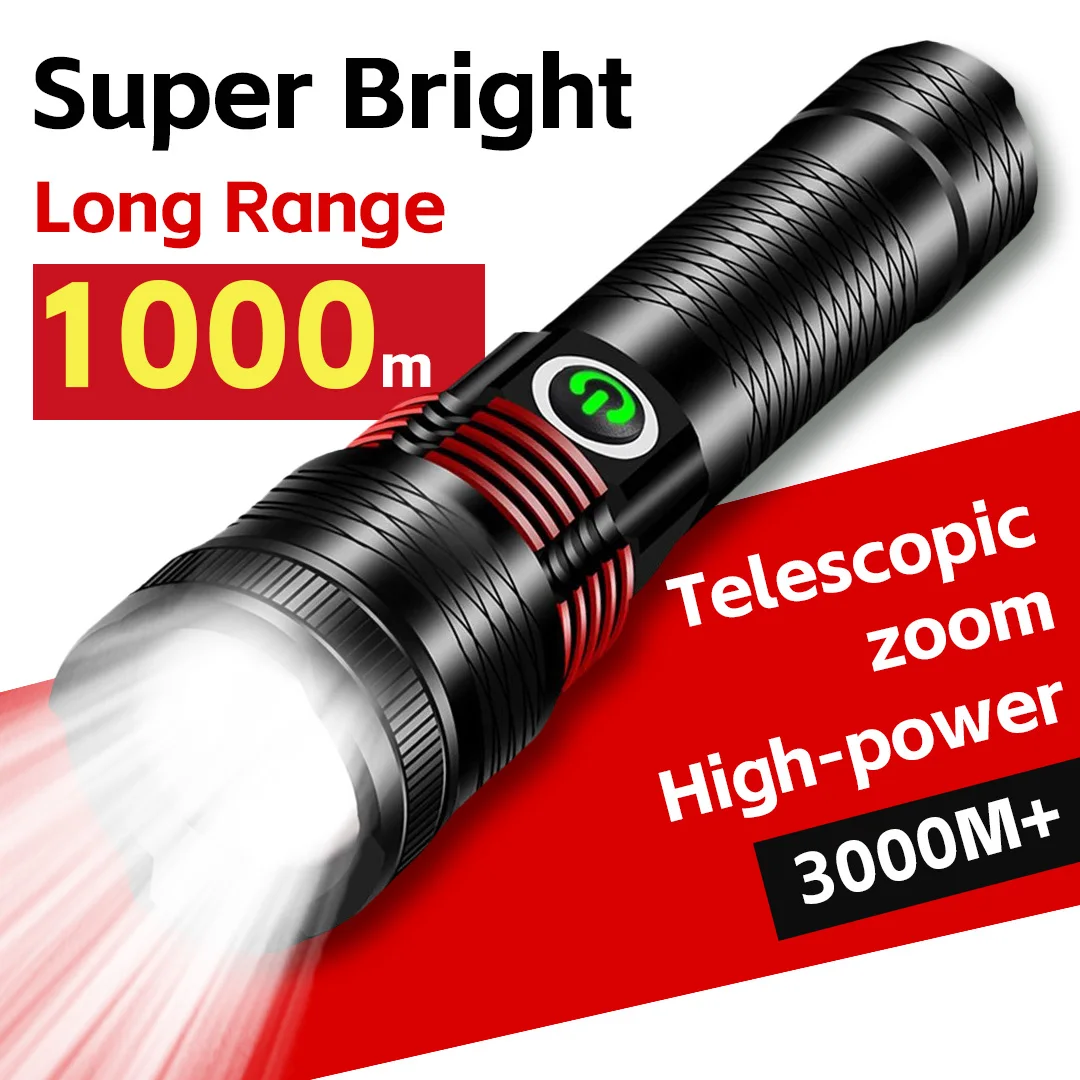 

Super Bright Flashlight high power Waterproof Rechargeable Torch Long range shooting Outdoor Work Light Camping Fishing Lantern