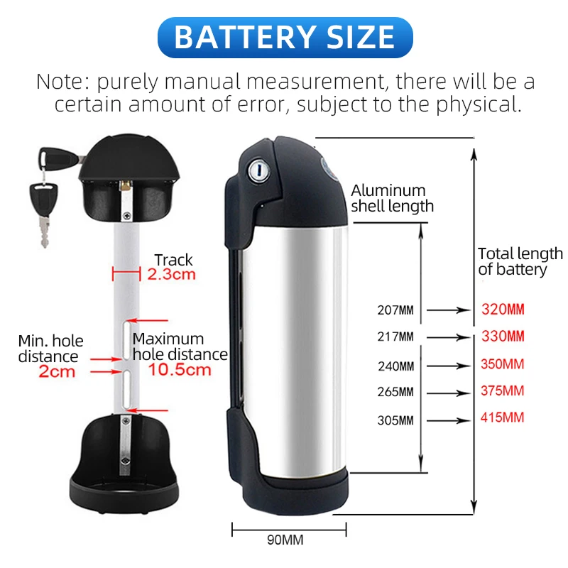 Water bottle 36V10.4AH Li-ion battery box Bicycle water bottle type water bottle Mountain Bike 48V12AH Battery box